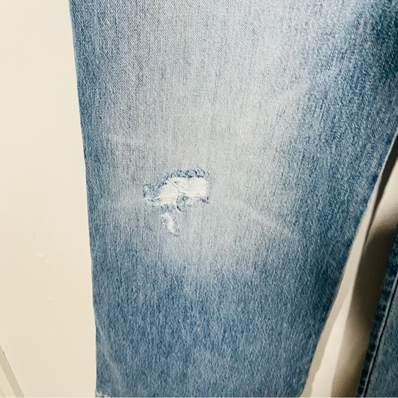 Victoria Beckham Alina High Waist Wide Leg Jeans Worn Blue Wash Distressed Denim - Picture 6 of 11